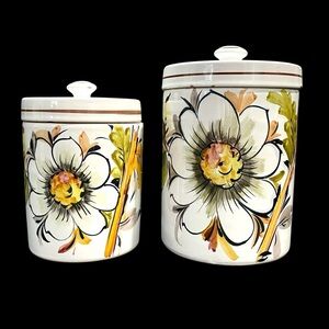 Vintage 1960s Italian Paoli Ceramic Sicily - Canister Set (2) Italy Hand Painted